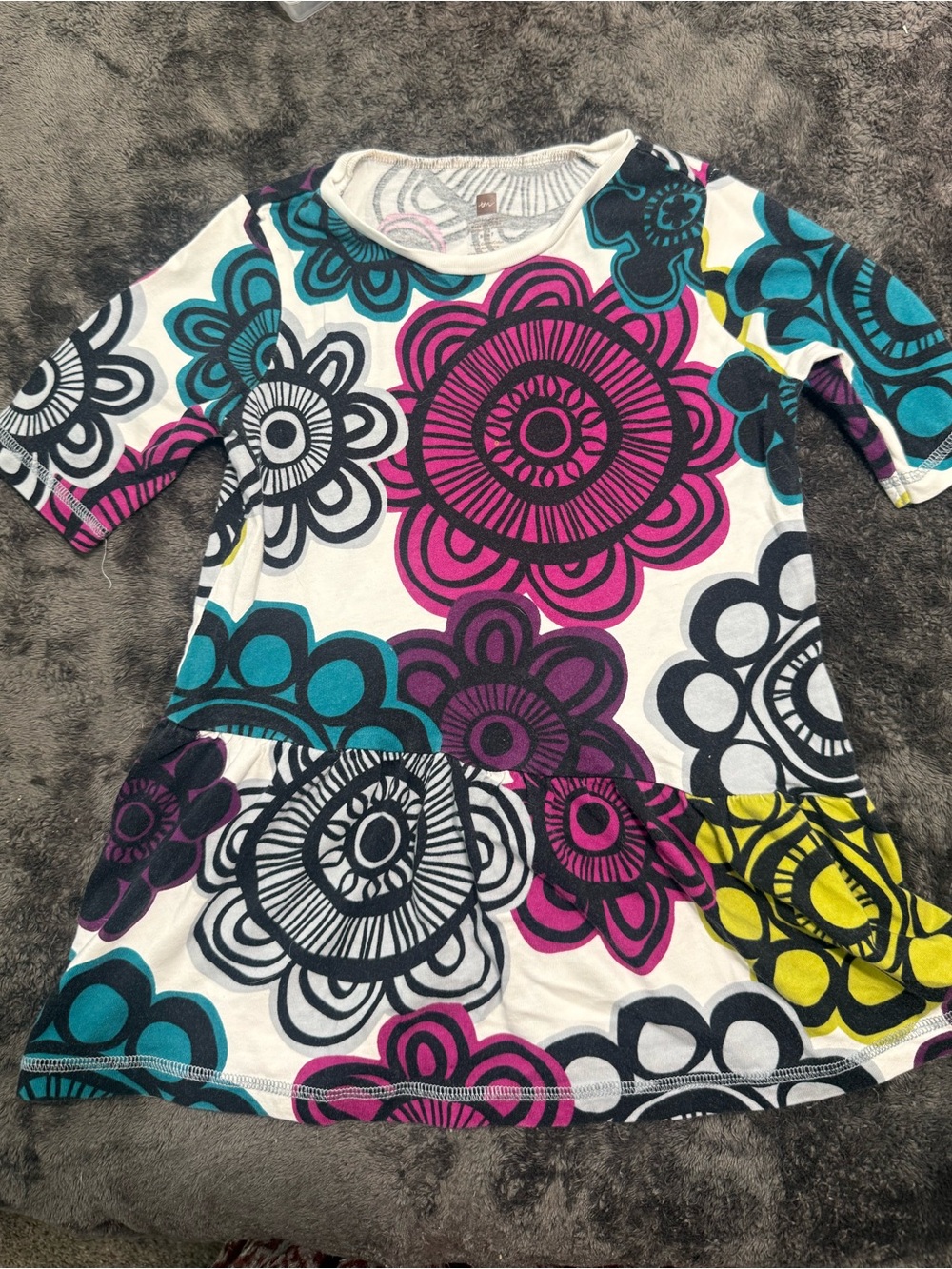 Tea Collection Girls Size 7 Floral Dress Short Sleeve